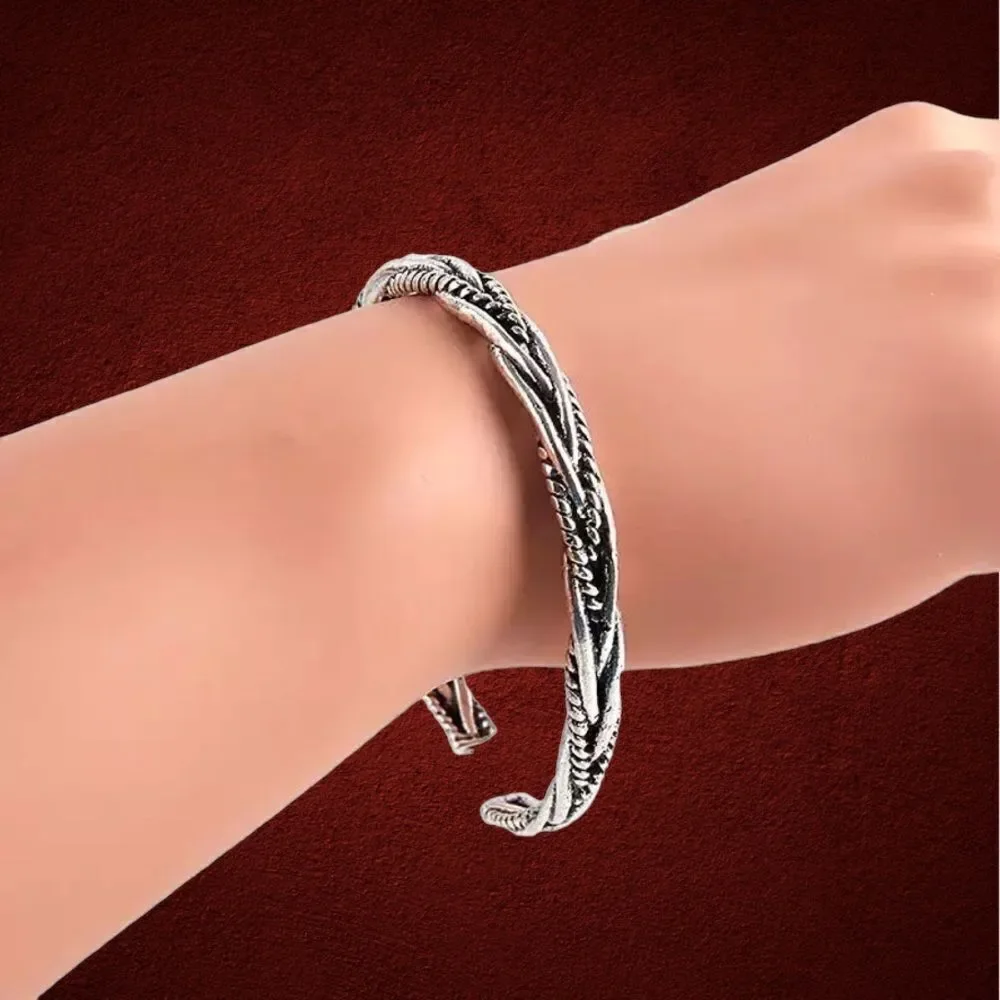 💎151💎HOST PICK! 925 Sterling Silver Vintage Style Pattern Cuff Bangle Bracelet